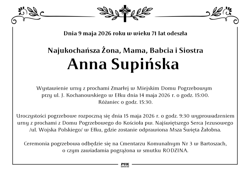Anna Supińska  - nekrolog
